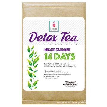100% té de desintoxicación de hierbas orgánicas té flaco té de pérdida de peso (té de limpieza de la noche 14 días)